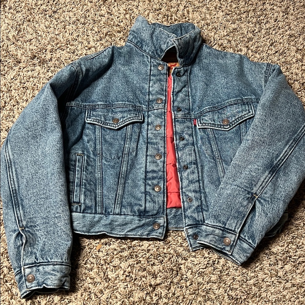 Levi's Light Blue Denim Jacket with Red Interior